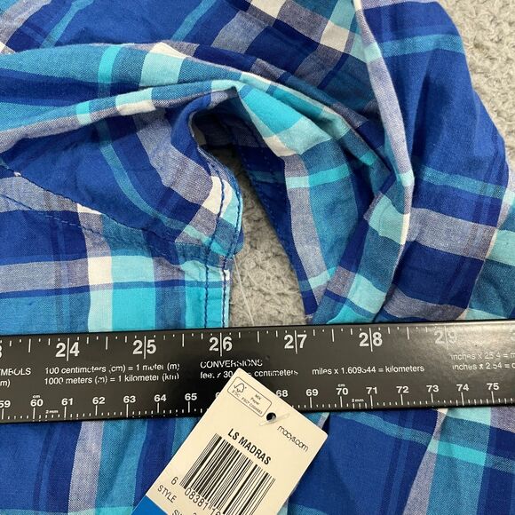 Club Room Shirt Men XL Blue Plaid Long Sleeve Button Down NWT - Picture 7 of 10
